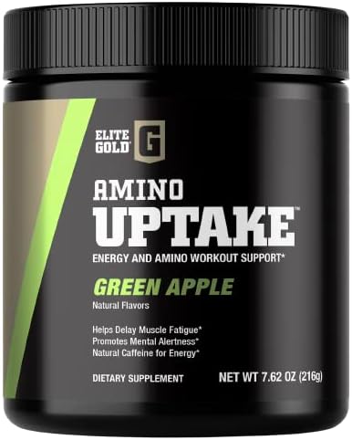 Elite GolElite Gold Amino Uptake, Green Apple, Amino Acid Supplement, Increase Energy, Support Muscle Recovery, Beta Alanine, L Citrulline, (30 Servings)