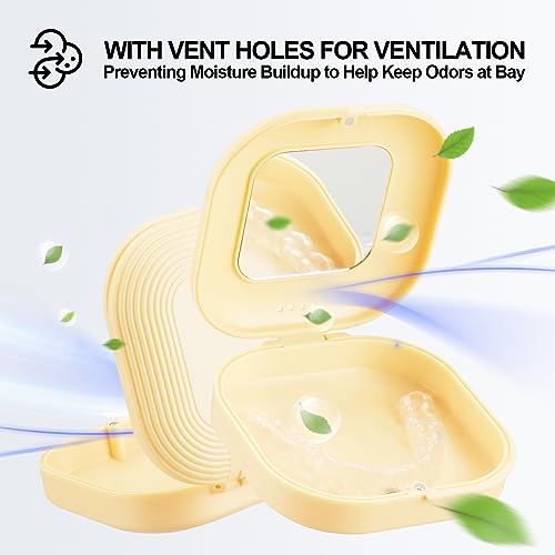 Retainer Case with Mirror and Vent Holes, Cute Retainer Holder Case Compatible with Invisalign