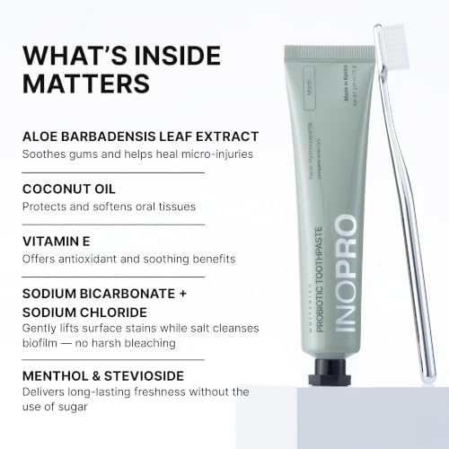 InoPro Teeth Whitening Strips 14 Treatments Kit + Nano-Hydroxyapatite Whitening Toothpaste with Probiotic for Sensitive Teeth - Mochi
