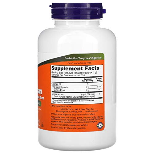 NOW Supplements, Glucomannan (Amorphophallus konjac) Pure Powder, Supports Regularity