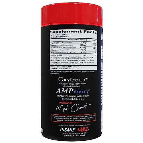 Insane Labz Kill H20, AMPiberry Infused Diuretic, Reduce Water Retention and Bloating Relief