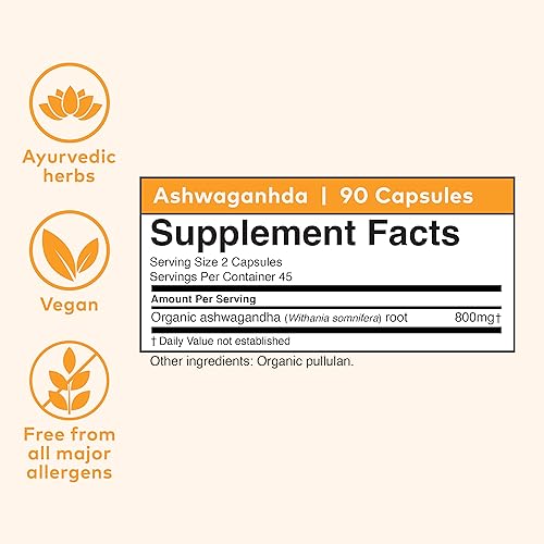 ORGANIC INDIA Ashwagandha Herbal Supplement - Vegan, Gluten-Free, Kosher