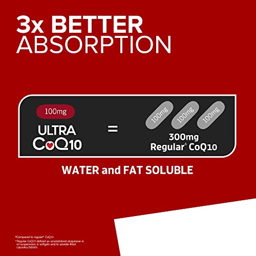 Qunol CoQ10 100mg Softgels, Ultra CoQ10 100mg, 3x Better Absorption, Antioxidant