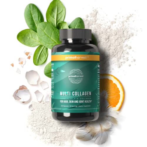 Primal Harvest Multi Collagen Pills for Women and Men (Type I, II, III, V, X) 120 Capsules