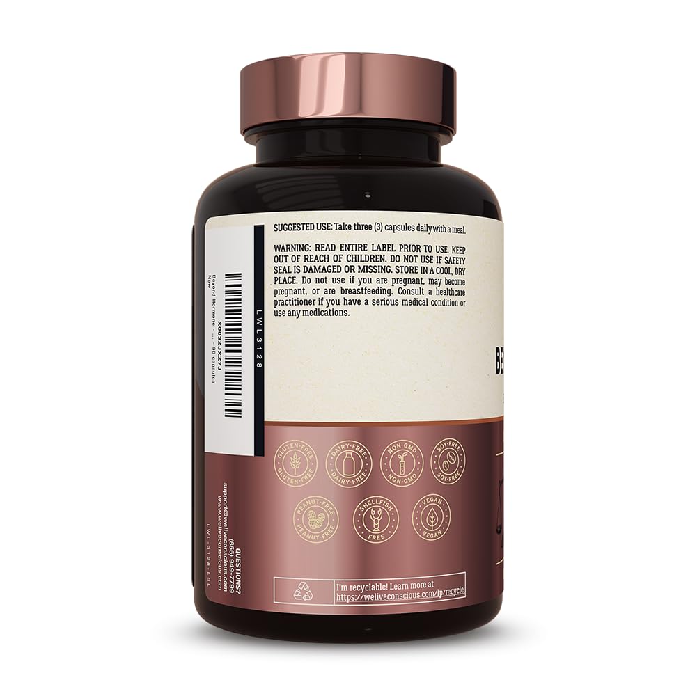 Live Conscious Beyond Hormone Daily Menopause & PMS Supplement - Metabolism Support & Healthy Estrogen Balance for Women - Berberine, DIM, Chaste Tree Berry, Maca Root, Myo & D-Chiro-Inositol - 90 Ct.