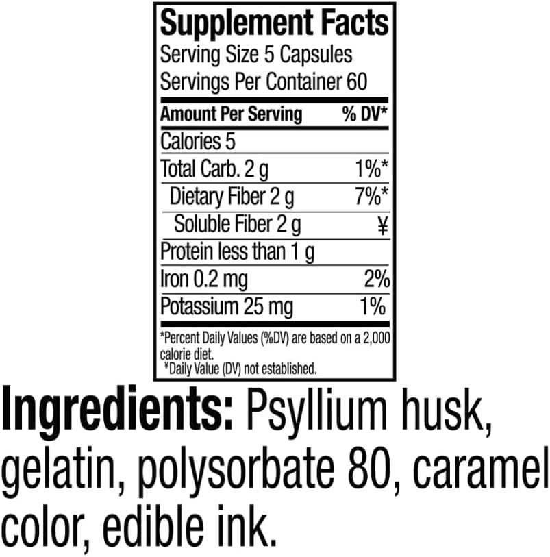 berkley jensen Daily Psyllium Husk Supplement, Natural Fiber for Men & Women - Fiber Capsules for Overall Digestive Health, Easing Constipation, Made in USA - 300 Count (Pack of 2)