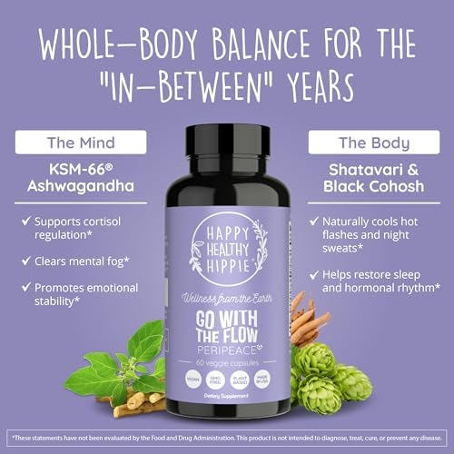 Happy Healthy Hippie PeriPeace Supplements for Women & Go with The Flow Hormone Balance for Women