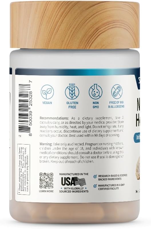 Snap Supplements Nerve Health Support with Lion's Mane, 60 Vegan Capsules | Organic Turmeric Neuropathy Supplement, Supports Mental Clarity, Focus & Healthy Nerve Function, Gluten-Free, Non-GMO