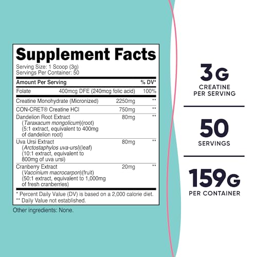Nutricost Creatine Monohydrate Powder for Women, Micronized, Unflavored, 50 Servings