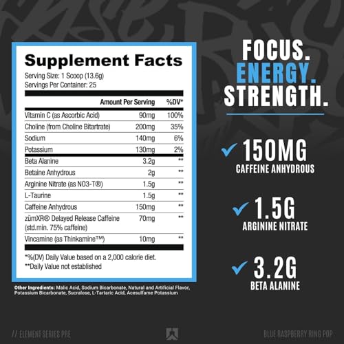 Ryse Element Series Pre-Workout | Everyday Pre-Workout | Beta Alanine, NO3-T Nitrates