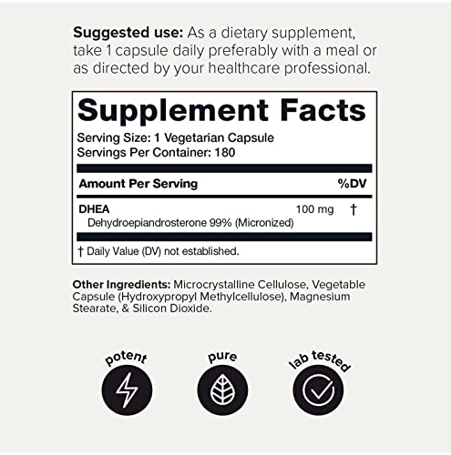 Toniiq Ultra High Strength DHEA 100mg Supplement for Men - 99%+ Highly Purified