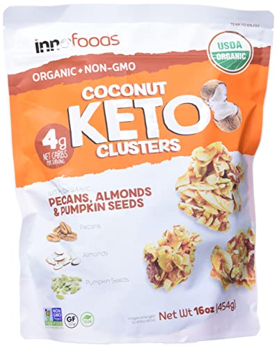Inno Foods Organic Coconut Keto Cluster (Net Wt 16 Ounce), (Pack of 2)