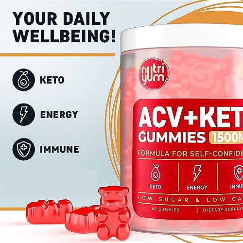 nutriyum ACV Keto Gummies 1500 mg - Low Carb Low Sugar Apple Cider Vinegar Gummies