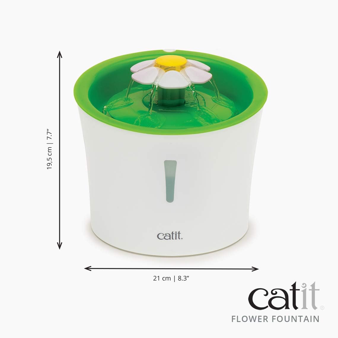 Catit Flower Fountain with Triple Action Filter, Cat Drinking Water Fountain, 3 L, Green | Cat Drinking Water Fountain