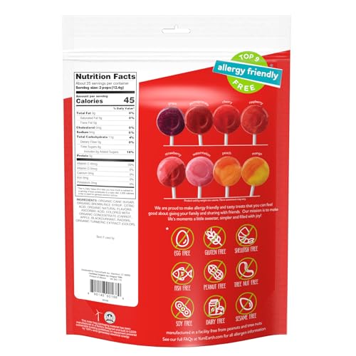 YumEarth Organic Pops Variety Pack, 50 Fruit Flavored Favorites Lollipops, Allergy Friendly