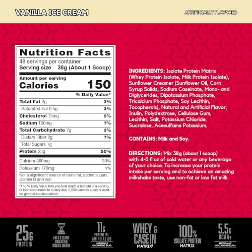 BSN SYNTHA-6 Isolate Protein Powder Drink, Vanilla Ice Cream, 4.0 lb (48 Servings)
