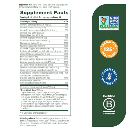 MegaFood Men's 40+ One Daily Multivitamin for Men With Vitamin B, Vitamin D3, Selenium
