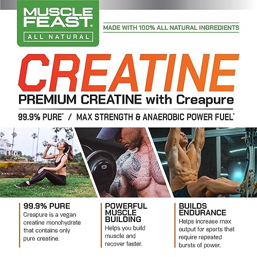 Muscle Feast Creapure Creatine Monohydrate Powder, Vegan Keto Gluten-Free, All Natural