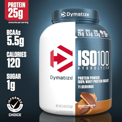 Dymatize ISO 100 Whey Protein Powder with 25g of Hydrolyzed 100% Whey Isolate