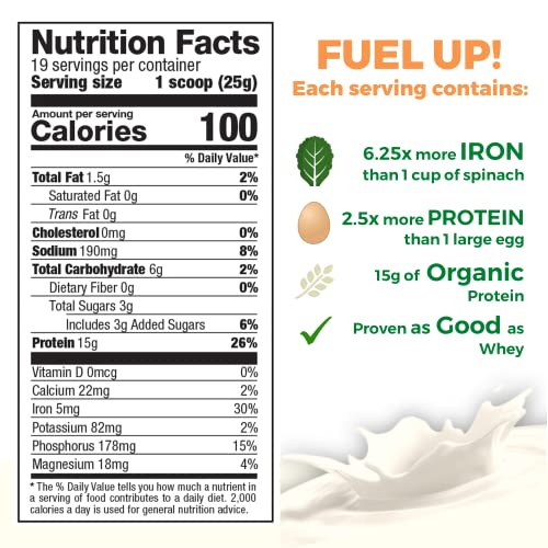 Growing Naturals | Vanilla Raw Pea Powder 15g Plant Protein | 2.8G BCAA, Low-Carb