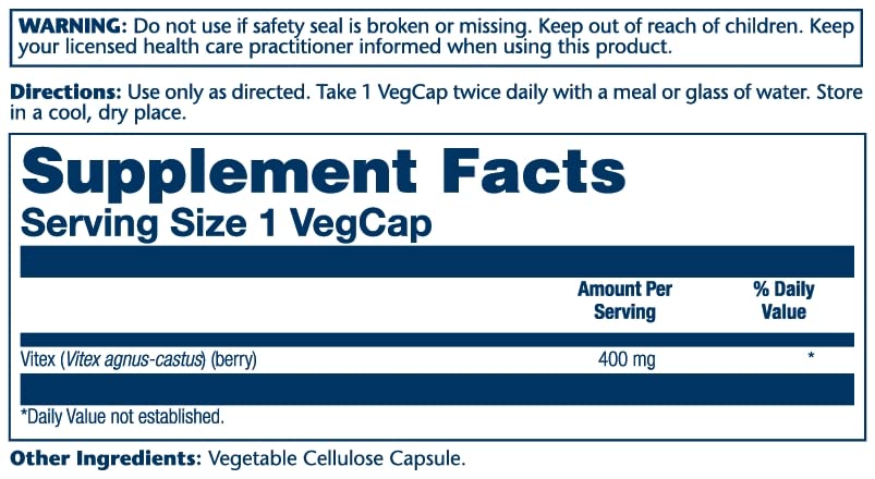 SOLARAY Vitex Berry 400mg | Womens Healthy Hormone Balance Formula