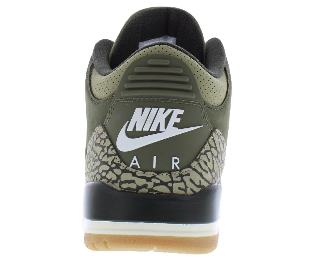 Nike Air Jordan 3 Retro Leather Mens Shoes Size 9.5, Color: Medium Olive/Sequoia