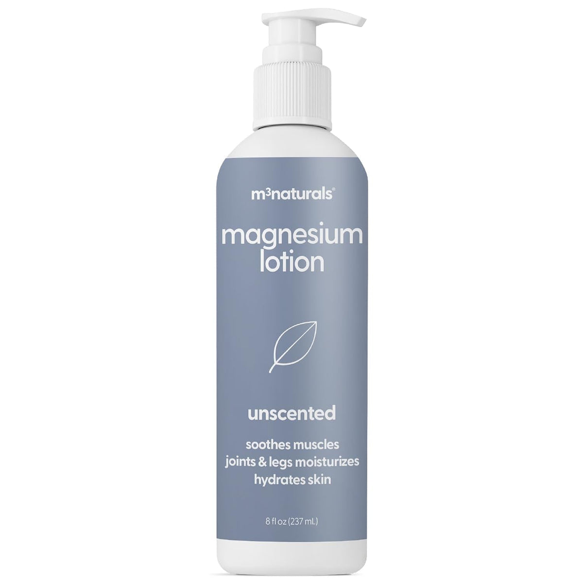 Unscented Magnesium Lotion for Sleep & Leg Cramps, Suitable for Sensitive Skin, Helps with Muscle Relaxation, Soothes Tired Legs & Foot Aches and Supports Restful Nights, 8 fl oz by M3 (Pack of 2)