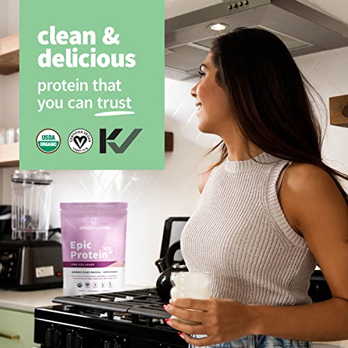 Sprout Living Epic Protein, Plant Based Protein & Superfoods Powder, Pro Collagen,