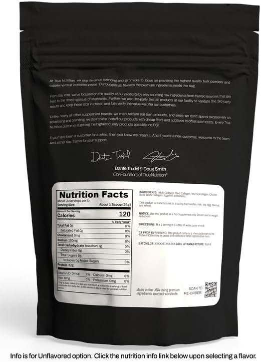 True Nutrition Multi-Collagen Powder, Unflavored, 1lb