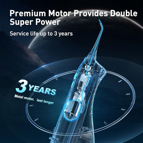 Water Dental Teeth Flosser Pick: 300ML Rechargeable Travel Irrigation Cleaner IPX7 Waterproof Portable Cordless Teeth Cleaning Green and Grey