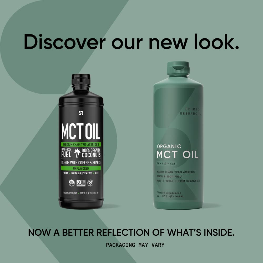 Sports Research Keto MCT Oil from Organic Coconuts - Fatty Acid Fuel for Body