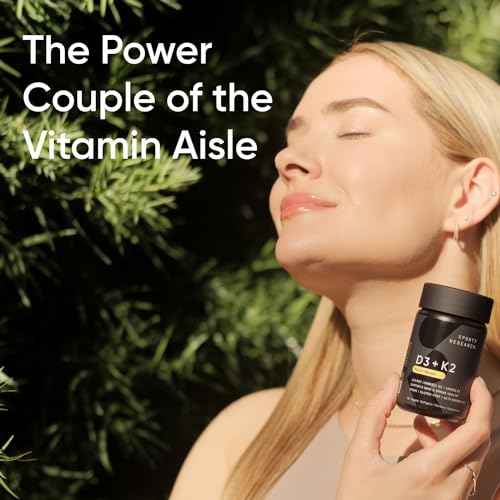 Sports Research Vitamin D3 + K2 with 5000iu of Plant-Based D3 & 100mcg of Vitamin