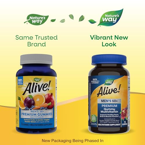 Nature’s Way Alive! Men’s 50+ Premium Gummy Multivitamin, Supports Healthy Heart
