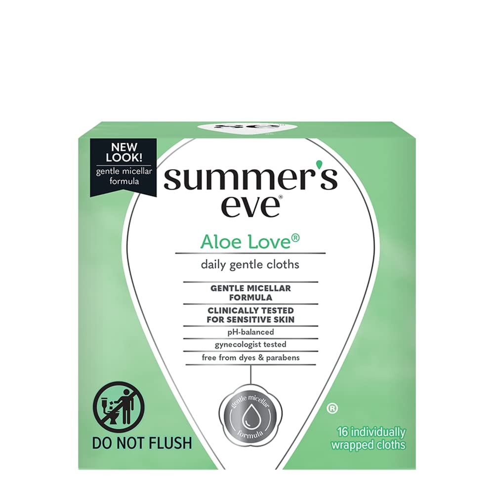 Summers Eve Cleansing Cloths 16 Count Aloe Love (6 Pack)