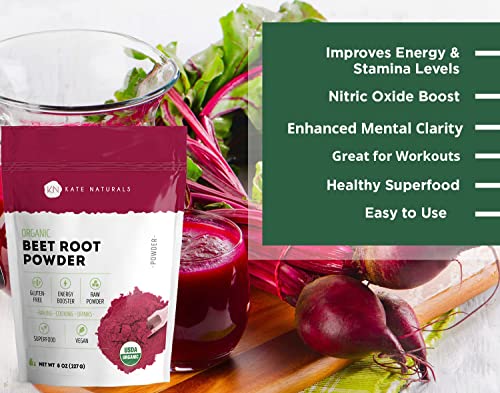 Kate Naturals Beet Root Powder for Baking & Smoothies (8oz) USDA Organic Beetroot Powder