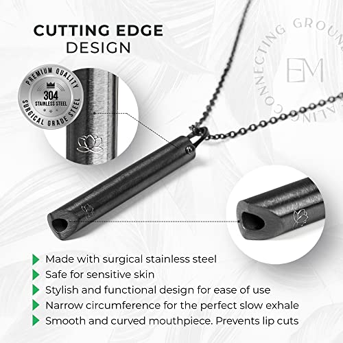 Mindful Breathing Necklace for Anxiety Stress Relief - Earth and Moon Stainless Steel Anxiety