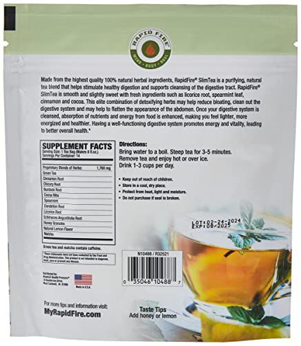 Rapid Fire Slim Tea 14 Day Herbal Teatox, Blend of Natural Herbs and Botanicals, Supports Healthy