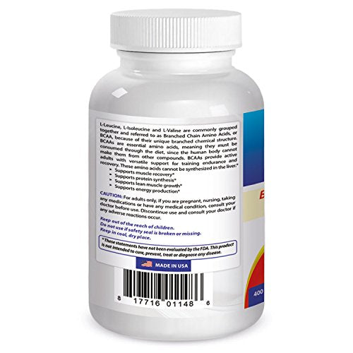 Best Naturals BCAA Branch Chain Amino Acid, 3200mg per Serving, 400 Capsules