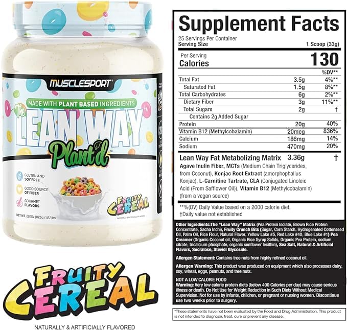Musclesport Lean Way Plant Protein - Pea Protein and Brown Rice Protein Blend, with Added