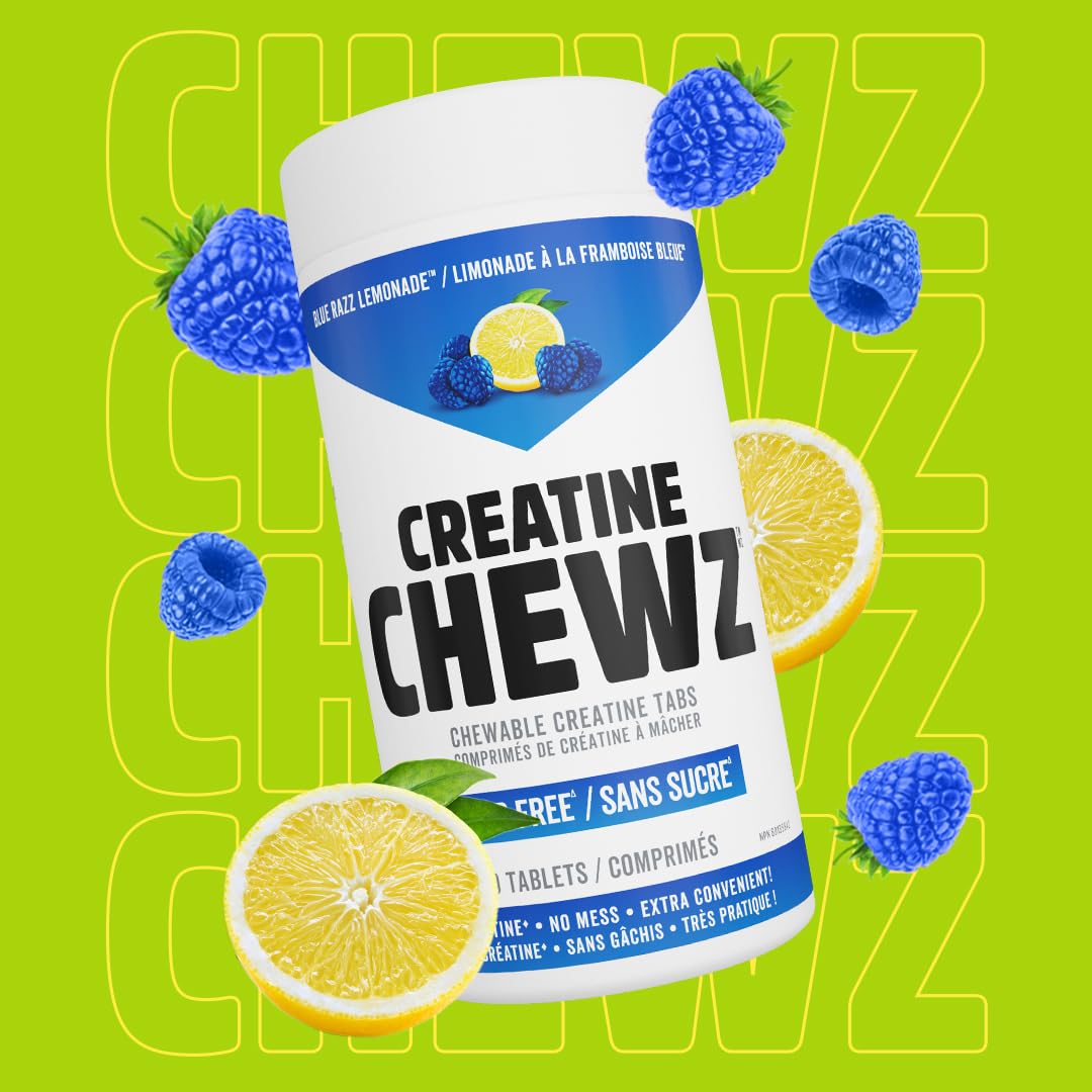 PVL Creatine Chewz – Sugar-Free Chewable Creatine Supplement for On-The-Go Use – 5g Creatine Monohydrate Per Day – Pre Workout & Muscle Recovery Support – 80 Tablets – Mixed Berry