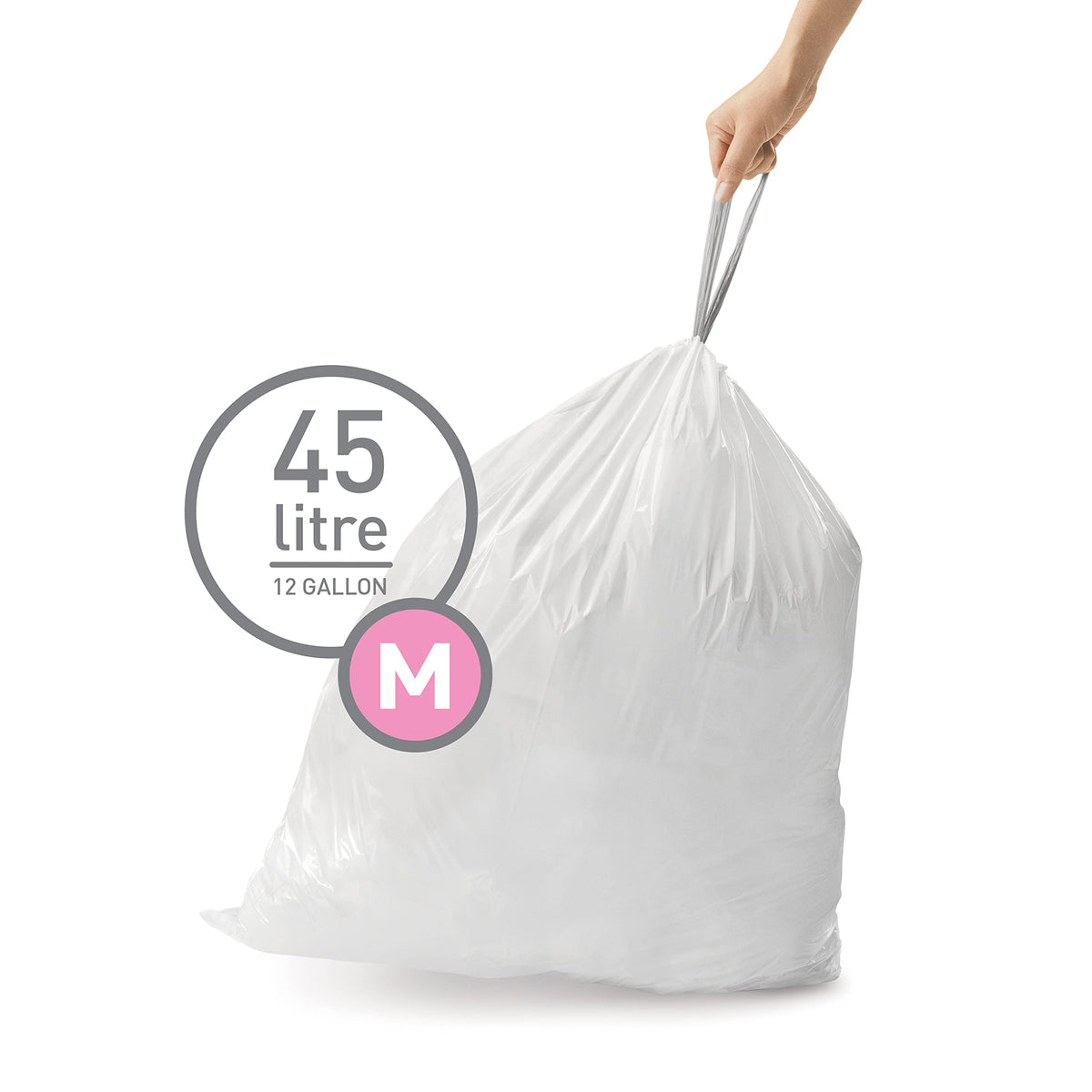 simplehuman Code M Genuine Custom Fit Drawstring Trash Bags in Dispenser Packs