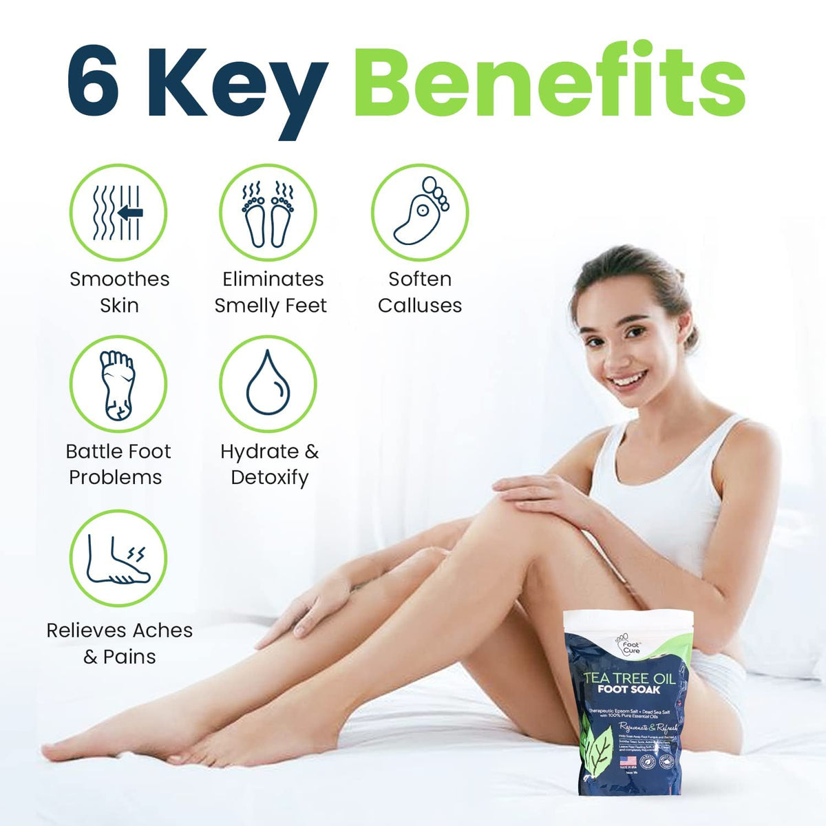 Tea Tree Oil Foot Soak with Epsom Salt - Best Toenail Fungus Treatment, Athletes