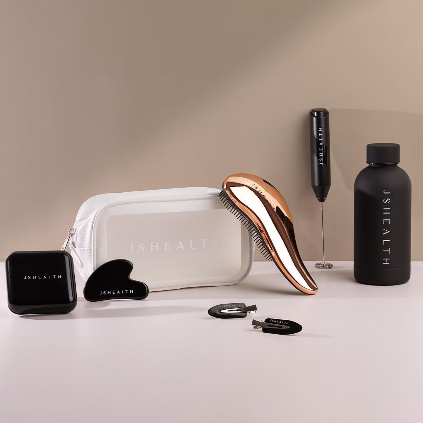 JSHealth Signature Rose Gold Hair Brush - Detangle + Smooth for Women | Gentle on Hair, Supports Scalp Health and Hair Follicles
