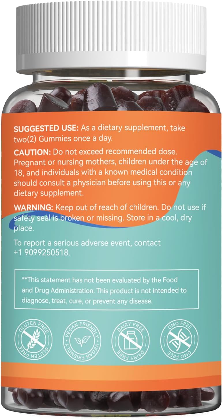 Sugar Free Ceylon Cinnamon Gummies 2000MG, Cinnamon Supplement with Chromium and Cinnamon Bark, Vegan, Non-GMO, Gluten Free, 60 Gummies