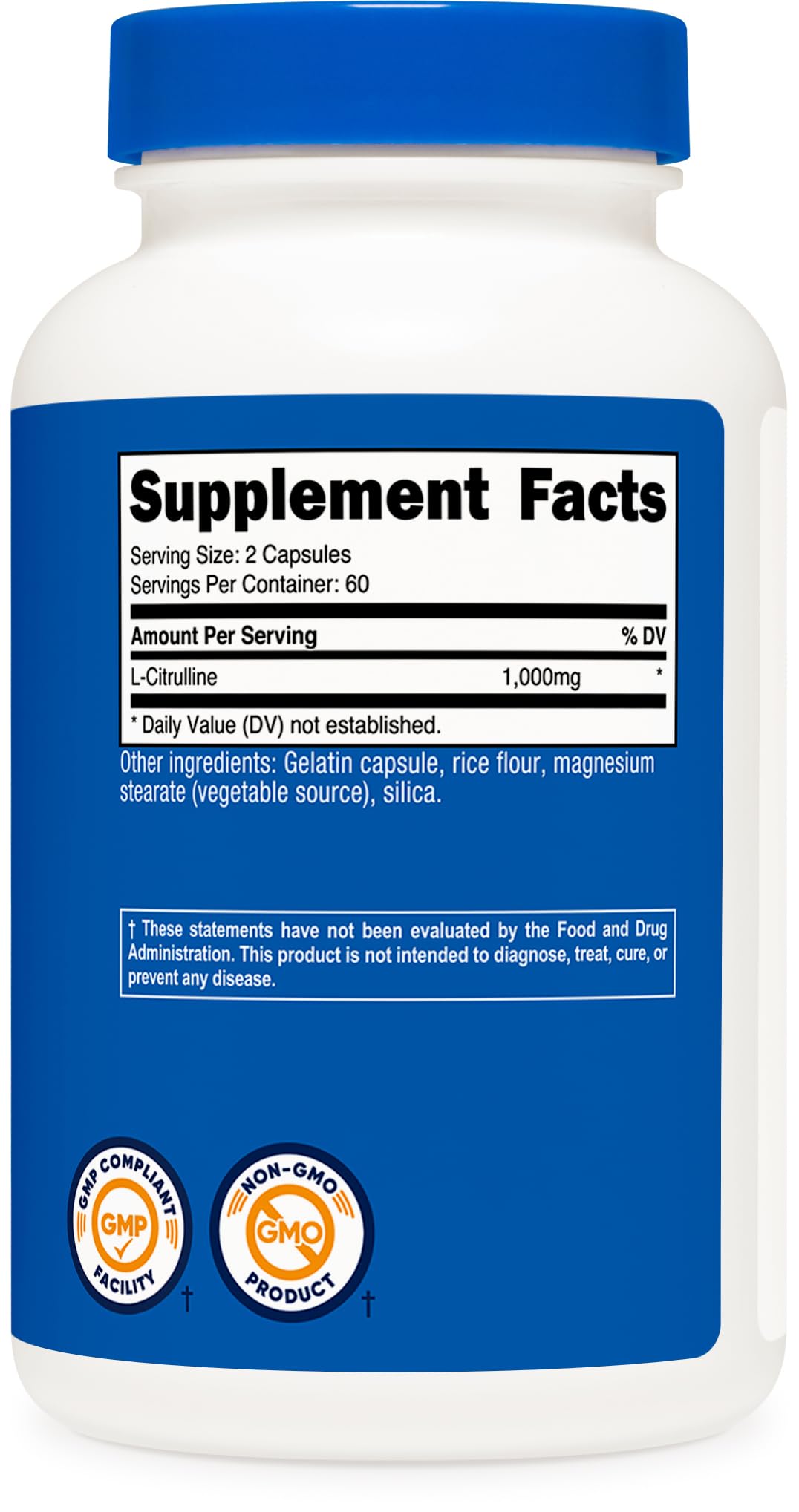 Nutricost L-Citrulline 1500mg, 180 Capsules - 750mg Per Capsule, Gluten Free, Non-GMO, Packaging May Vary