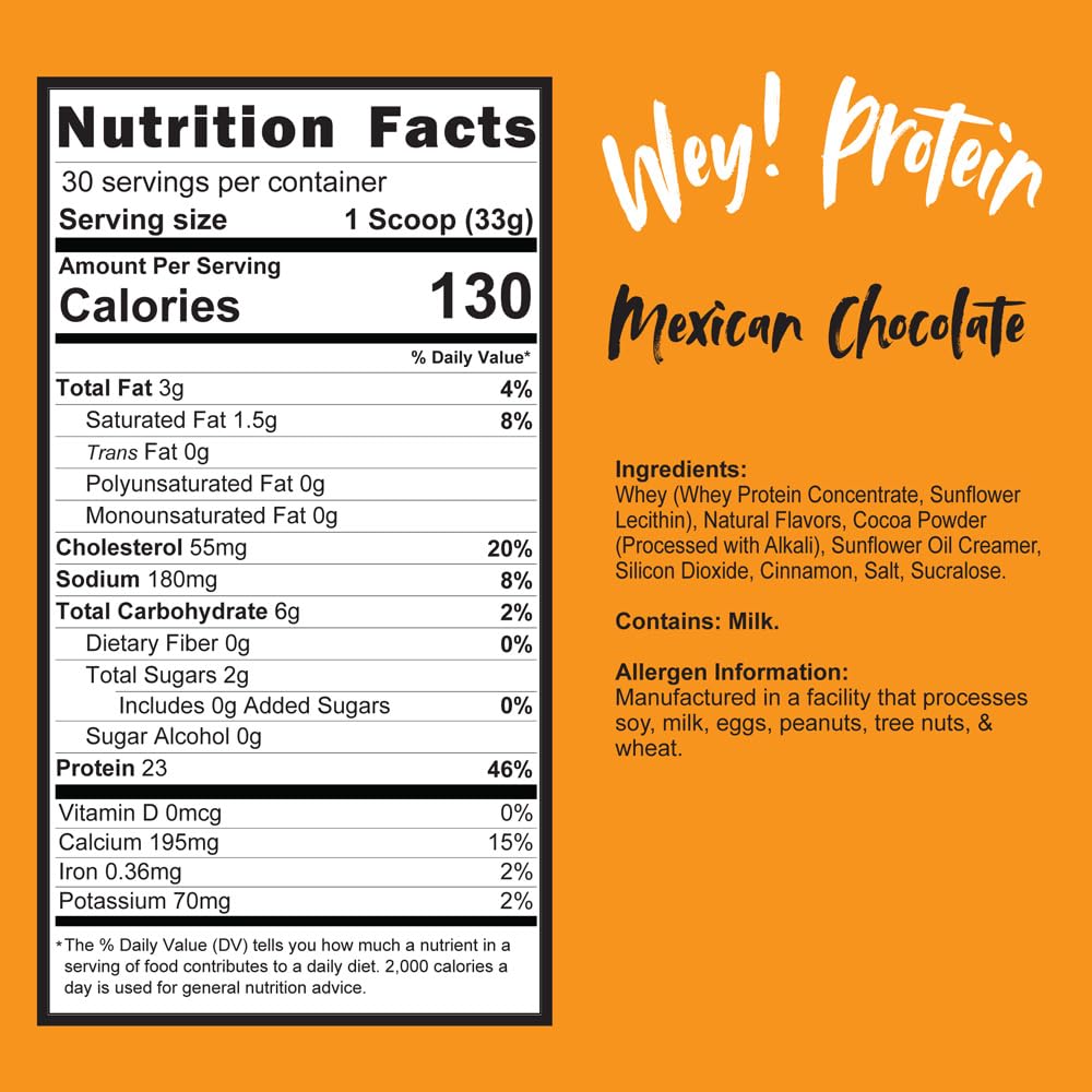 Wey! Protein - Whey Protein, Traditional Mexican Flavor, Sugar-Free, Gluten-Free, 23g Pro