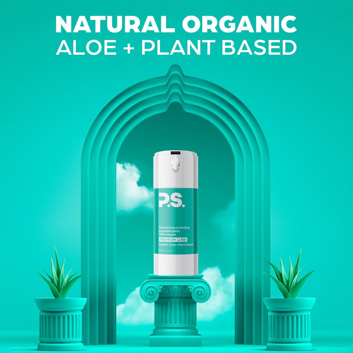 PS Organic Aloe Personal Lubricant, Vegan & pH Balanced, 100ml Bottle | Clear & mess free, glycerin free, paraben free, hormone free, safe for sensitive skin, toy & condom friendly for men & women