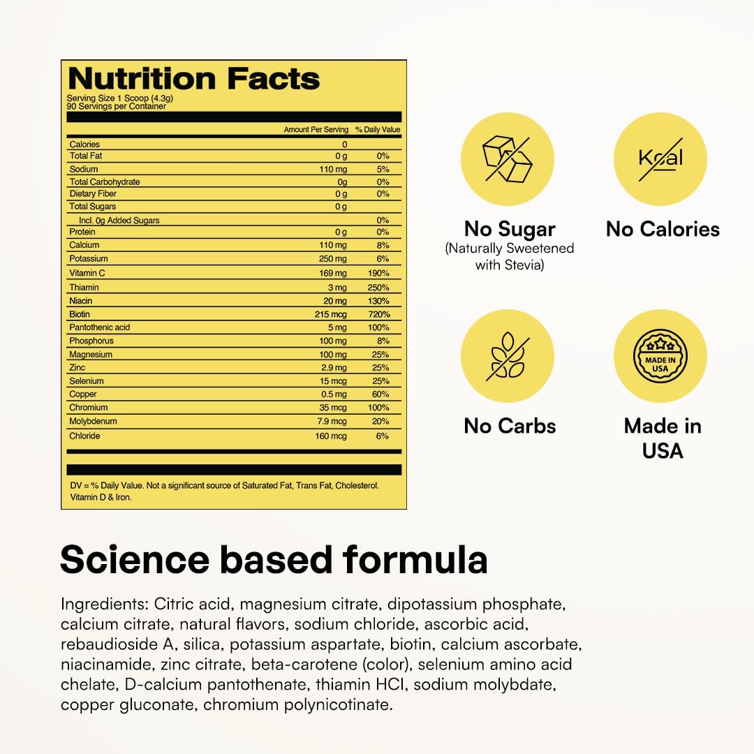KEY NUTRIENTS Electrolytes Powder Lemonade 90 Servings + Peach Mango 90 Servings
