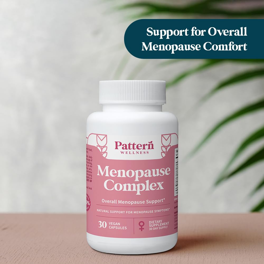 Pattern Wellness Menopause Complex – Herbal Supplement for Women’s Wellness & Hormone Health Support – with Black Cohosh, DIM & Bioperine® – 30 Vegan Capsules, 3rd Party Tested