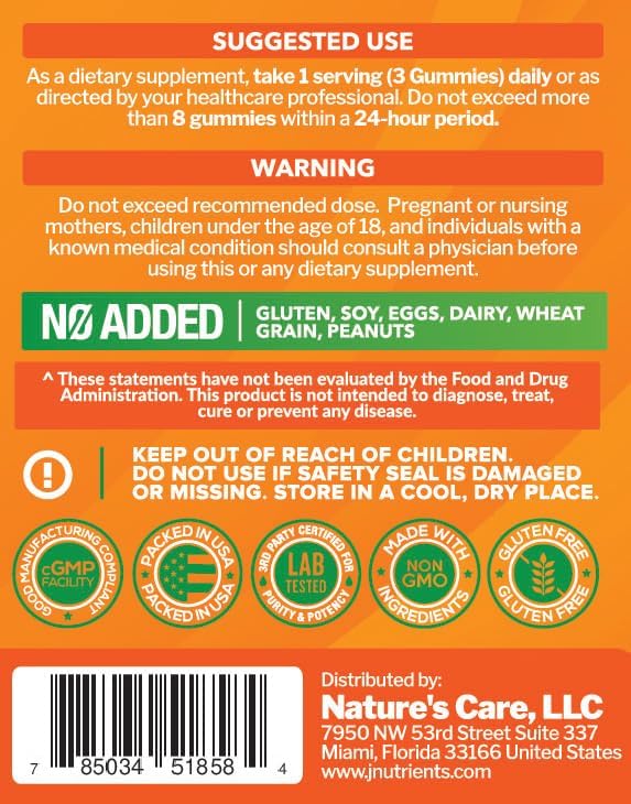 Vitamin C 1000mg Gummies – Chewable Multivitamin for Adults & Kids | Maximum Strength Immune Support with Vitamins A & E, Zinc, Magnesium & More – Natural Orange Flavor – Gluten Free, Non-GMO